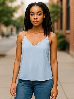 PRIMARK Blue Semi Sheer Sexy V Neck Camisole Top Ladies Size 14